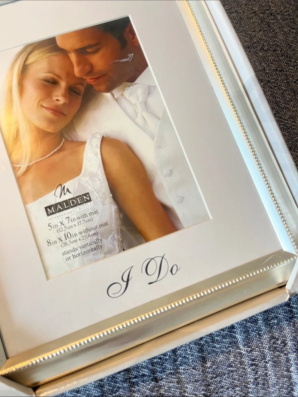 Malden Silver and White Beaded Wedding Photo Frame